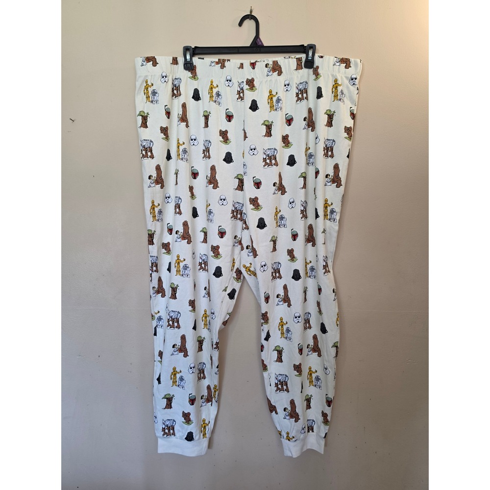 Star Wars Mens Pajama Jogger Pants Cream All Over‎ Character Print Size 2X